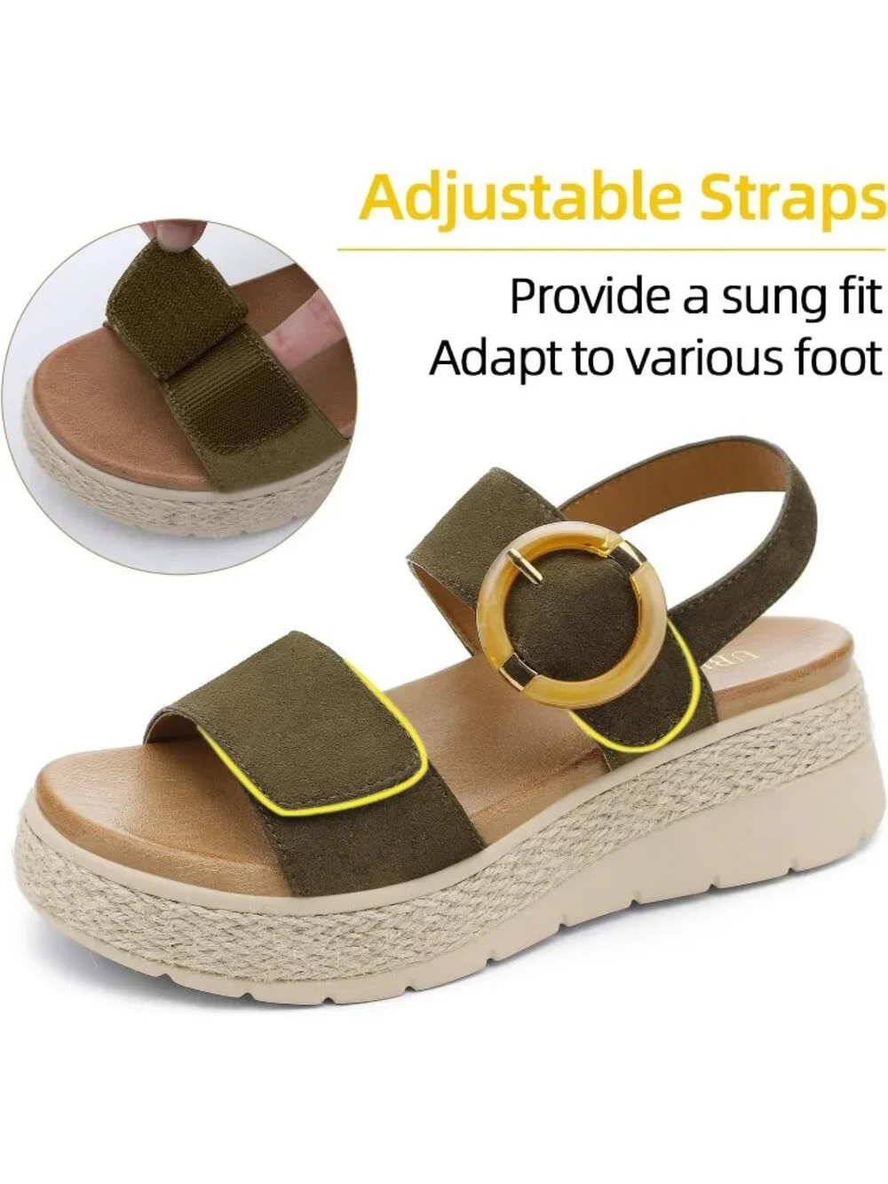 Women's Green Comfortable Solid Espadrille Low Wedge Heel Platform Sandal Shoes